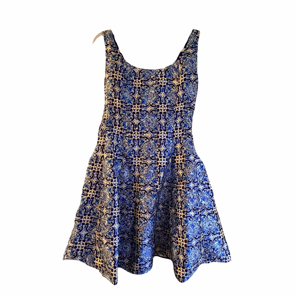 Elegant Blue Patterned Mini Dress size 4
